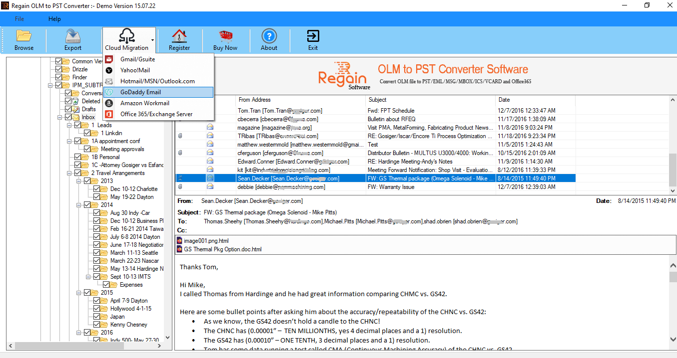 Export MAC Outlook Emails to Live Exchange server
